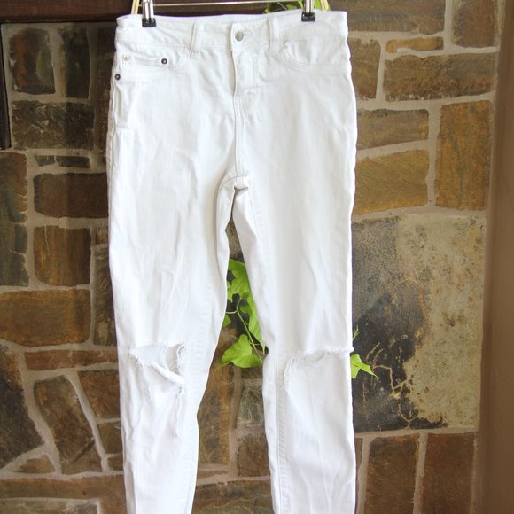 bp Denim - bp White High Waist Distressed Skinny Jeans SZ 7